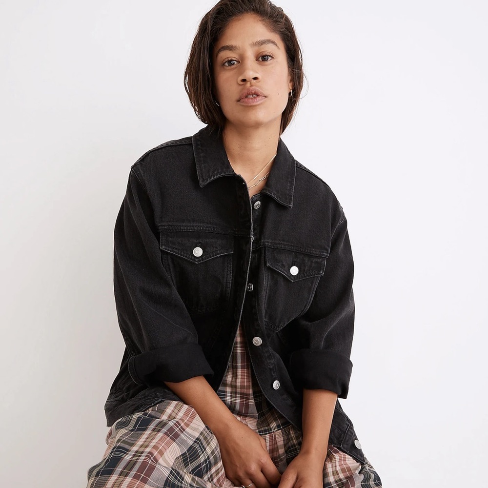Madewell oversized black denim jacket